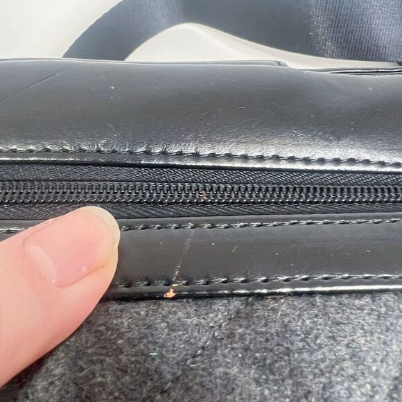 Knomo London Alfie Laptop Bag Briefcase Work Bag Black Leather Quilted Grey - Picture 9 of 11